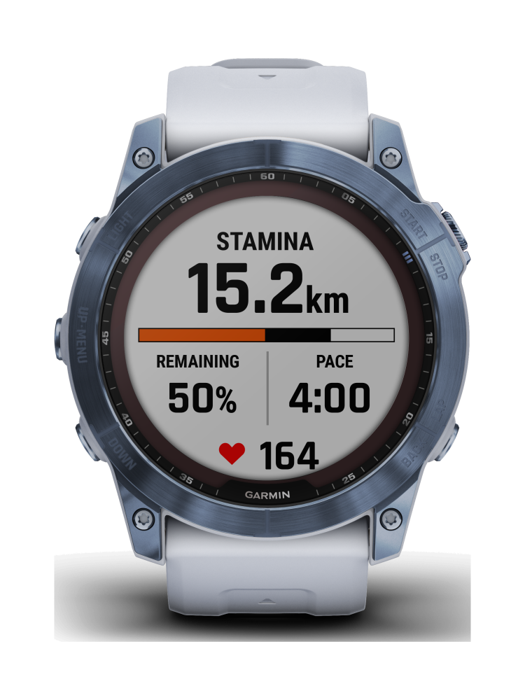 Garmin fenix® 7 fenix 7X Sapphire Solar "Blaues DLCTitan mit steinweissem Armband" 0100254115